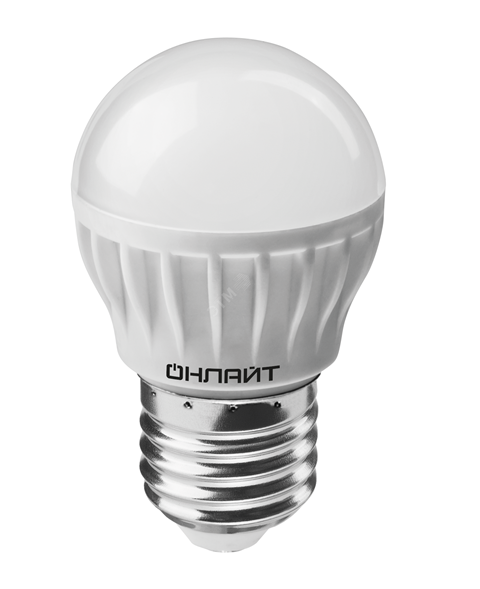 Лампа ОНЛАЙТ светодиодная LED 6вт E14 белый матовый шар (71644 ОLL-G45)