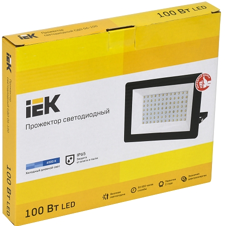 Прожектор IEK СДО 06-100 светодиодный ДО-100w 6500K 8000Лм IP65, чёрный (LPDO601-100-65-K02)