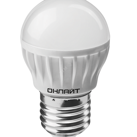 Лампа ОНЛАЙТ светодиодная LED 6вт E14 белый матовый шар (71644 ОLL-G45)