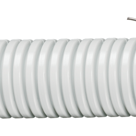 Труба ПВХ 20мм гофрированная с протяжкой серая (100м) 