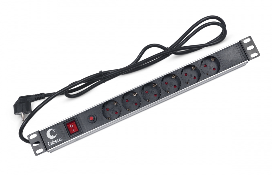 Блок евророзеток для 19&amp;amp;amp;amp;quot; шкафов 16А Cabeus PDU-6P-F-2EU, 6 розеток