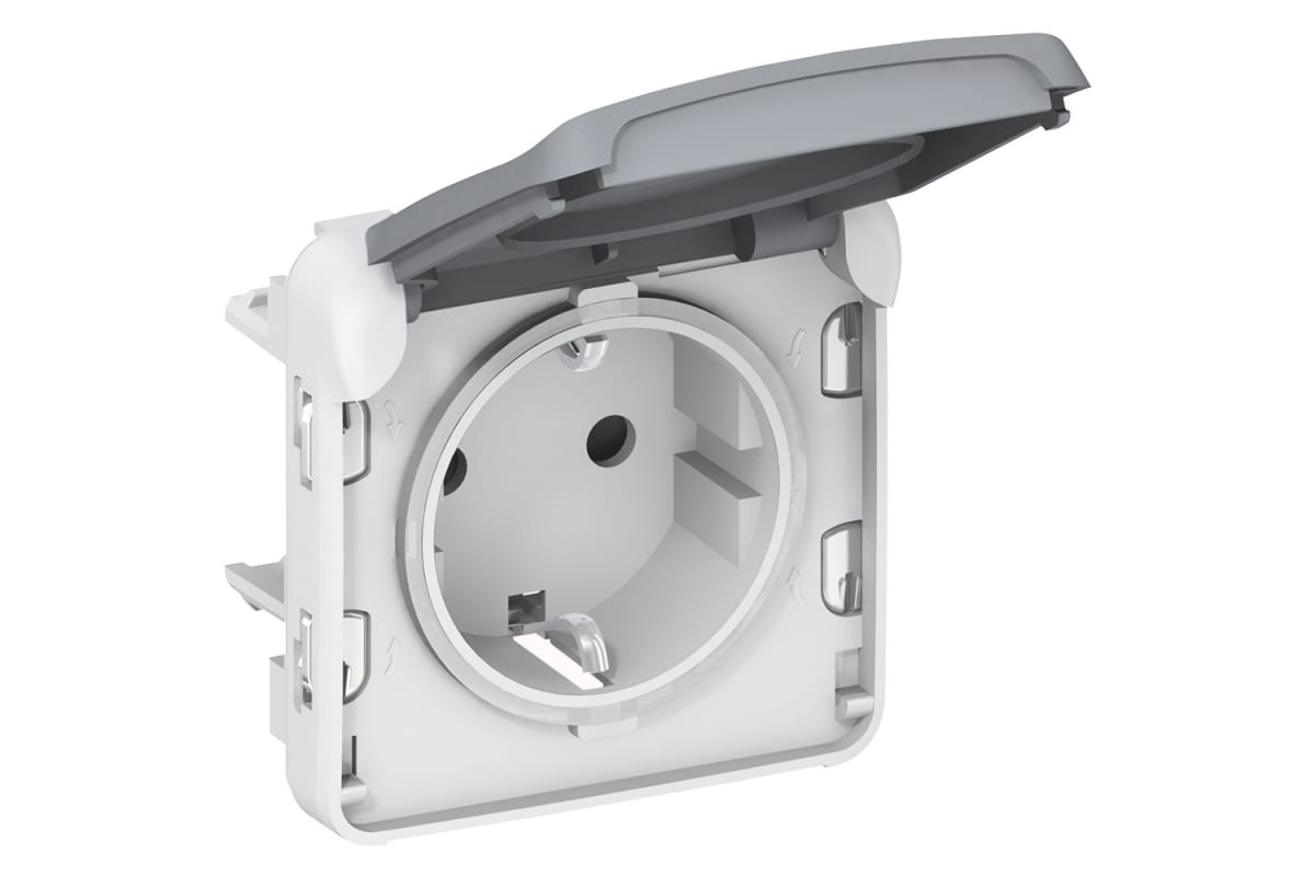 Розетка Legrand Plexo открытый монтаж, с заземлением IP55, серая (069571)