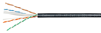 Витая пара кат.6 Cabeus UTP-4P-Cat.6-SOLID-OUT-LSZH-UV, 4 пары, черная, 305м