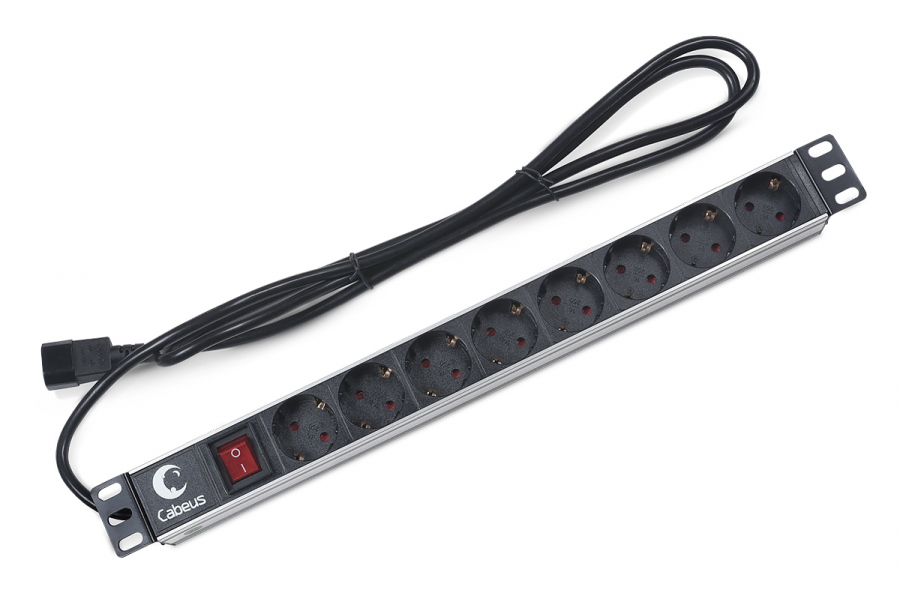 Блок евророзеток для 19&amp;amp;amp;amp;quot; шкафов 10А Cabeus PDU-8P-2IEC, 8 розеток