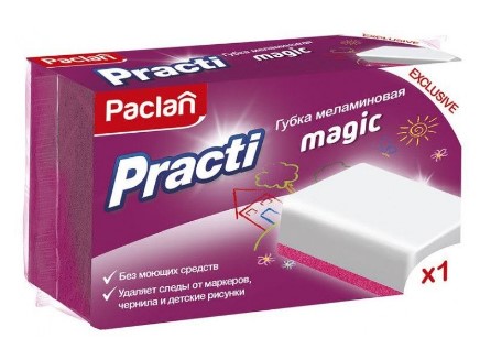 Губка меламиновая PACLAN Practi Magic, 112x70x31 мм, 1 шт