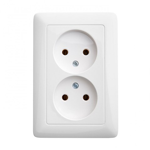 Systeme Electric ХИТ Розетка двойная наружная белая без заземления и шторок 16А 250В RA16-237-B 