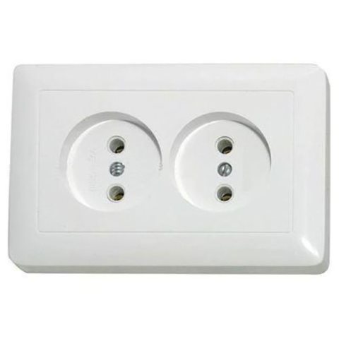Systeme Electric ХИТ Розетка двойная скрытая белая без заземления и шторок 16А 250В RS16-235-B 