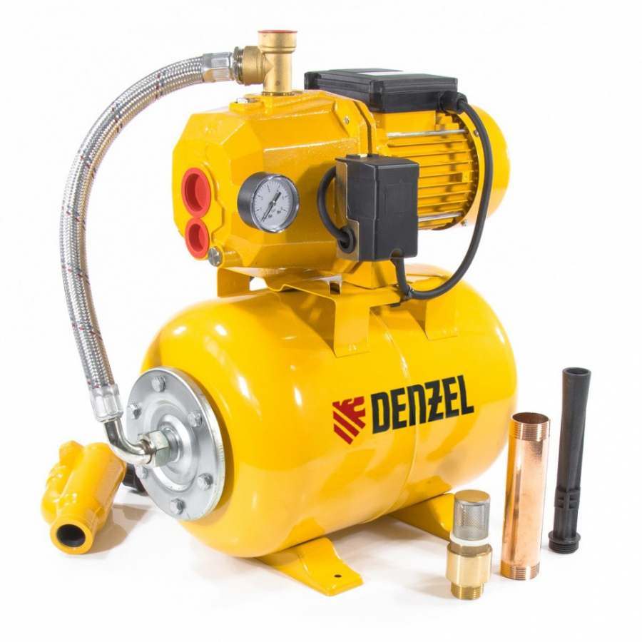 Насосная станция Denzel PSD800C эжекторная (800 Вт, 2400 л/ч, ресивер 24 л, всасывание 20 м)