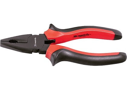 Плоскогубцы комбинированные с двухкомпонентными рукоятками MATRIX серия Black Nickel, 180 мм
