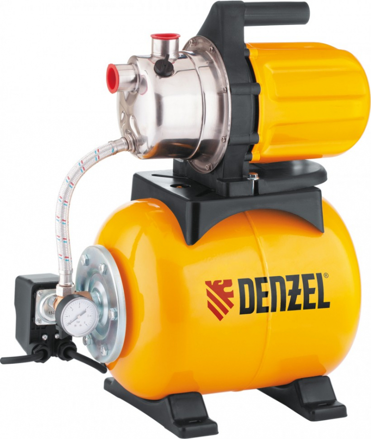 Насосная станция Denzel PS800X  (нержавейка, 800 Вт, 3200 л/ч, ресивер 24 л, подъем 38 м)