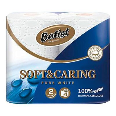 Туалетная бумага Batist Belux, 2-сл, 190 л, 20 м, белая (4 шт)