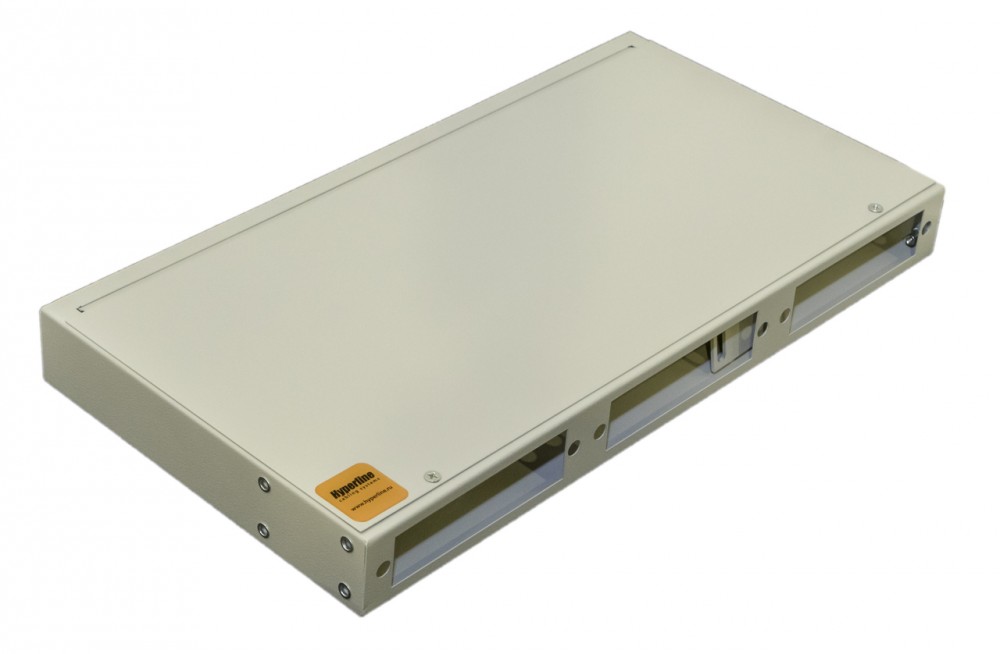 Бокс оптический Hyperline FO-19R-1U-3xSLT-W140H42-24UN-GY универсальный 19", от 8 до 24 портов, 1U, серый 